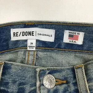 Re/Done | Skirts | Redone 5 Pocket Worksman Blue Wash Frayfringe Hem ...